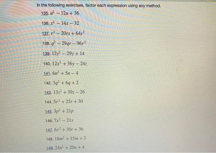 Solved In the following exercises, factor each expression | Chegg.com
