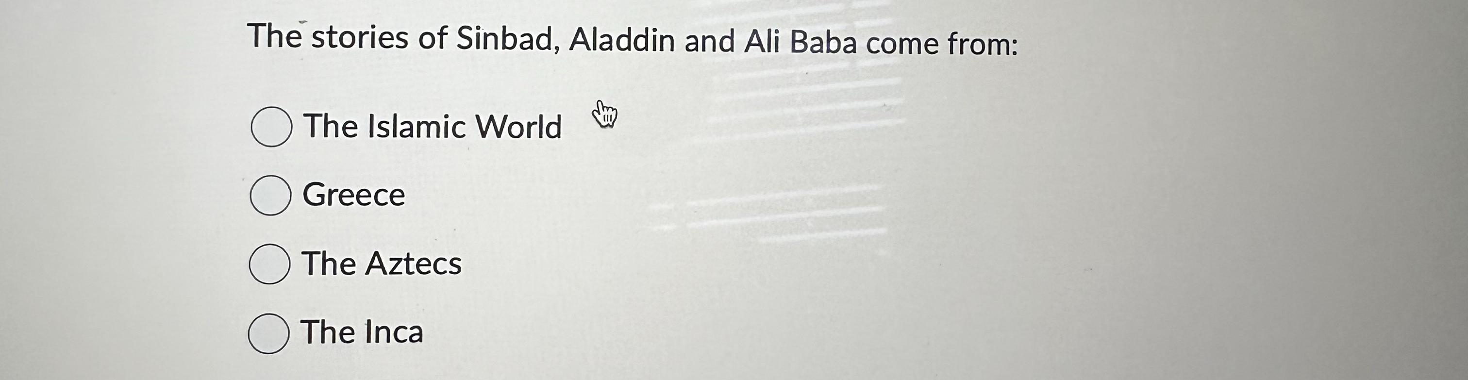 Solved The stories of Sinbad, Aladdin and Ali Baba come | Chegg.com