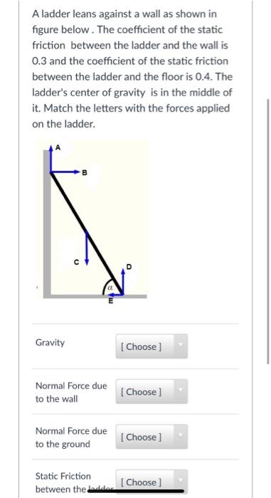 Solved A ladder leans against a wall as shown in figure | Chegg.com