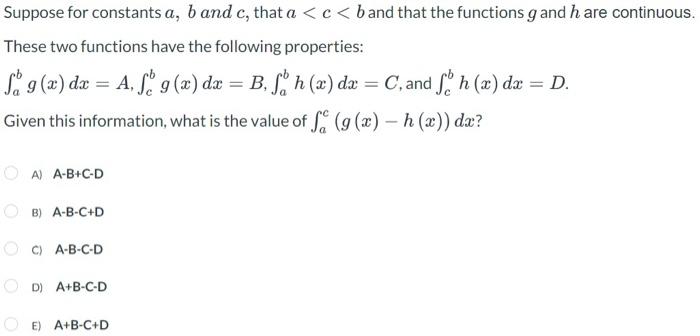 Solved Suppose For Constants A,b And C, That A | Chegg.com