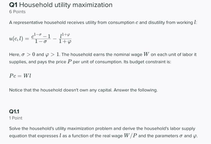 Solved Q1 Household Utility Maximization 6 Points A Repre Chegg Com