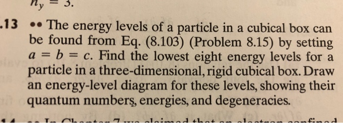 Solved -13 ny = 3. • The energy levels of a particle in a | Chegg.com