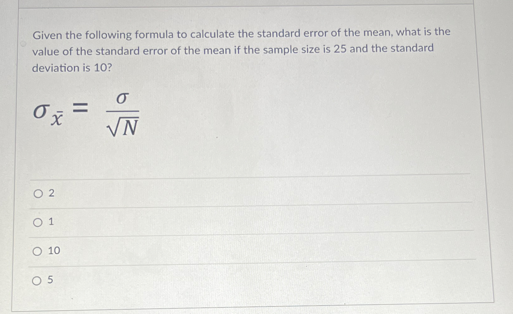 Solved Given the following formula to calculate the standard | Chegg.com