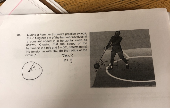 Solved During A Hammer Thrower S Practice Swings The 7 1 Kg Chegg Solved During A Hammer Thrower S Practice Swings The 7 1 Kg Chegg