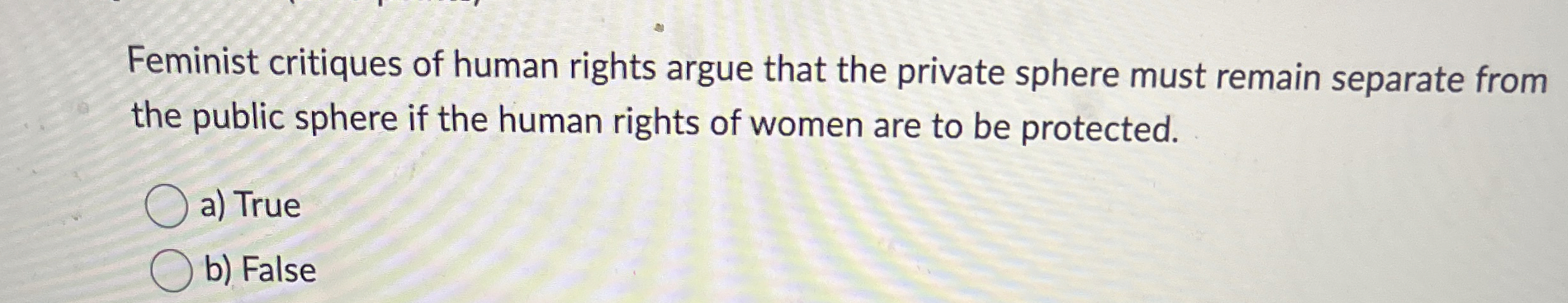 Solved Feminist critiques of human rights argue that the | Chegg.com