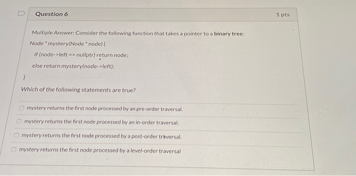 Solved Question 6 1 pts Multiple Answer: Consider the | Chegg.com
