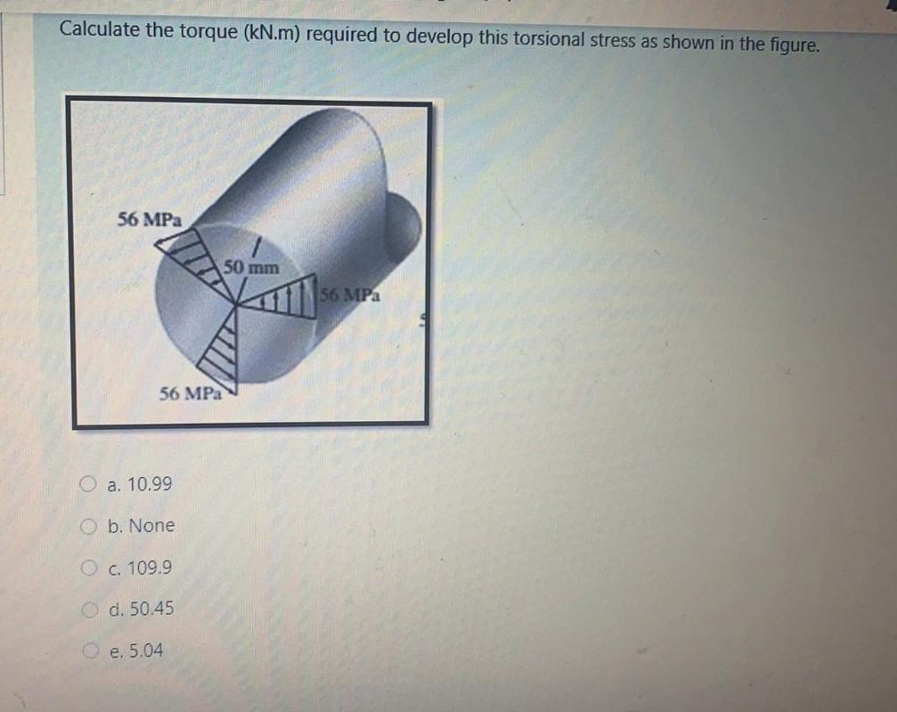 Solved Calculate the torque (kN.m) required to develop this | Chegg.com