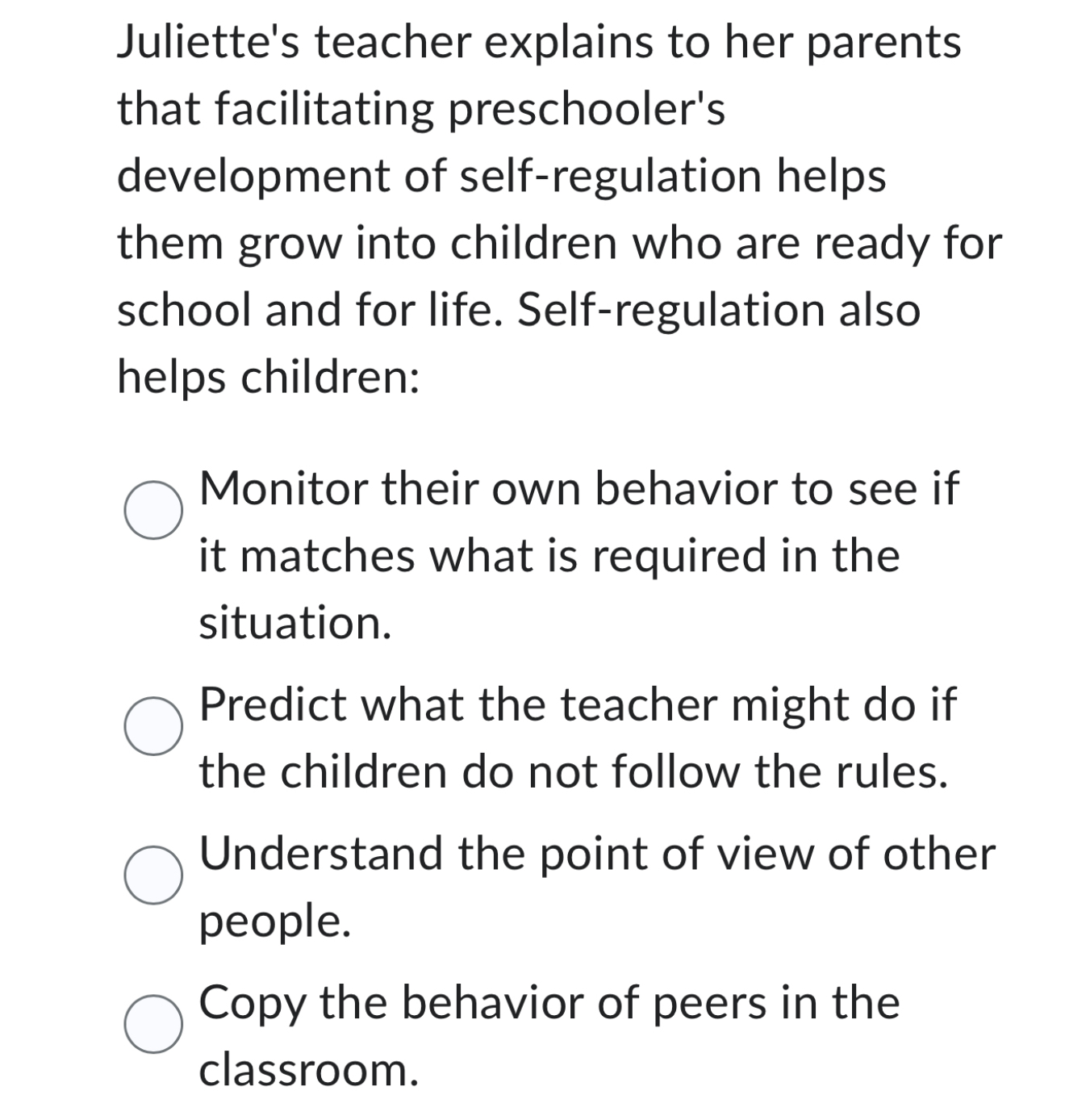 Solved Juliette's teacher explains to her parents that | Chegg.com