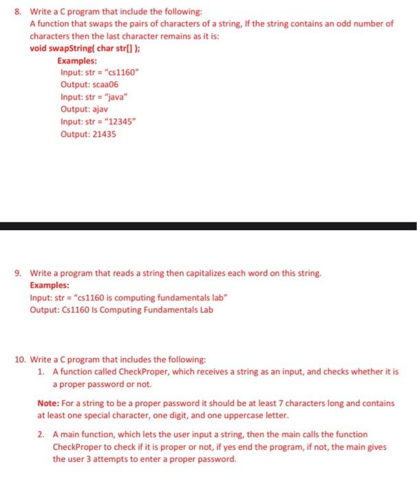 Solved 8. Write a C program that include the following: A | Chegg.com