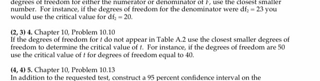 Solved degrees of freedom for either the numerator or | Chegg.com