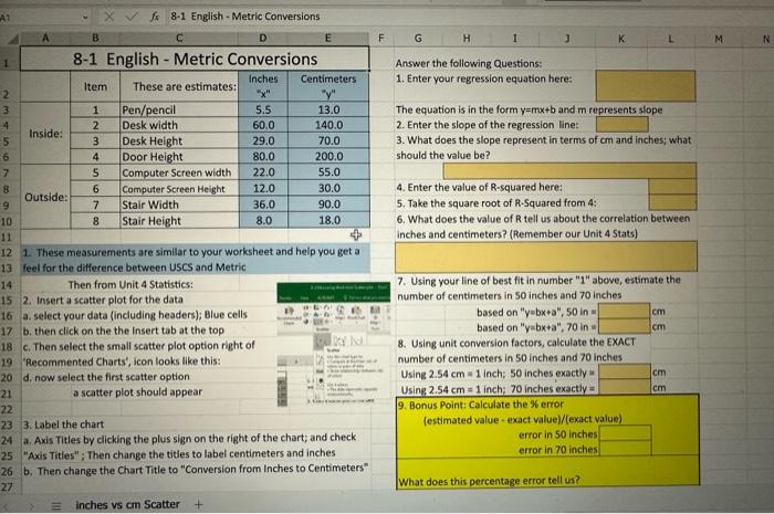 Solved 8-1 English - Metric Conversions | please help me | Chegg.com