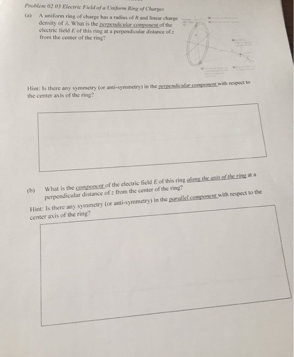 Solved Problem 02.03 Electric Field of a Uniform Ring of | Chegg.com