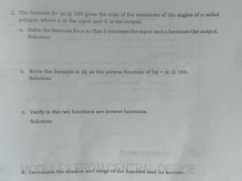 Solved 2 The Formula S N 2 180 Gives The Sum Of The M Chegg Com