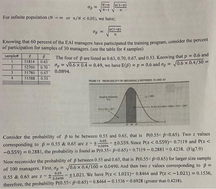 N P 1 P Op N 1 71 For Infinite Population Nc Or Chegg Com