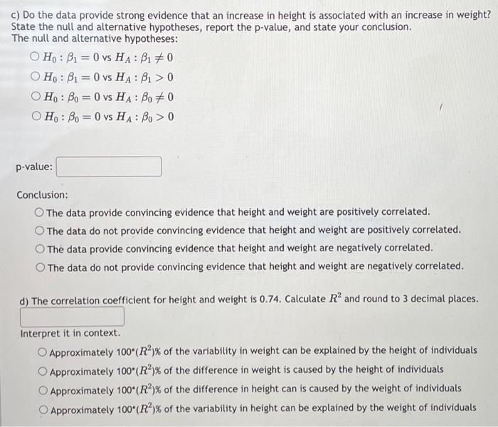 Solved The scatterplot and least squares summary below show