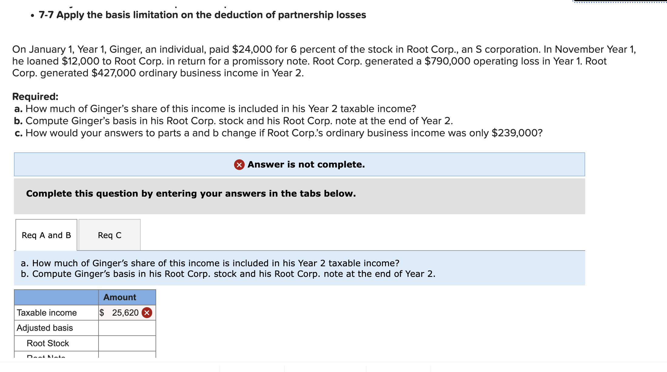 7-7 ﻿Apply the basis limitation on the deduction of