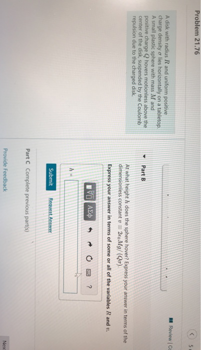 Solved Problem 21.76 5 Review A disk with radius R and | Chegg.com