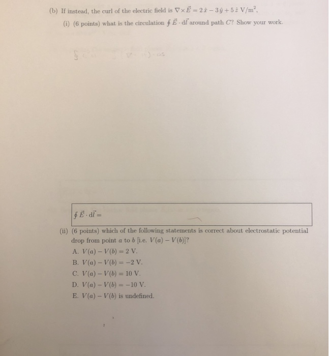 Solved 2 24 Points Considering Electric Field E In Fre Chegg Com