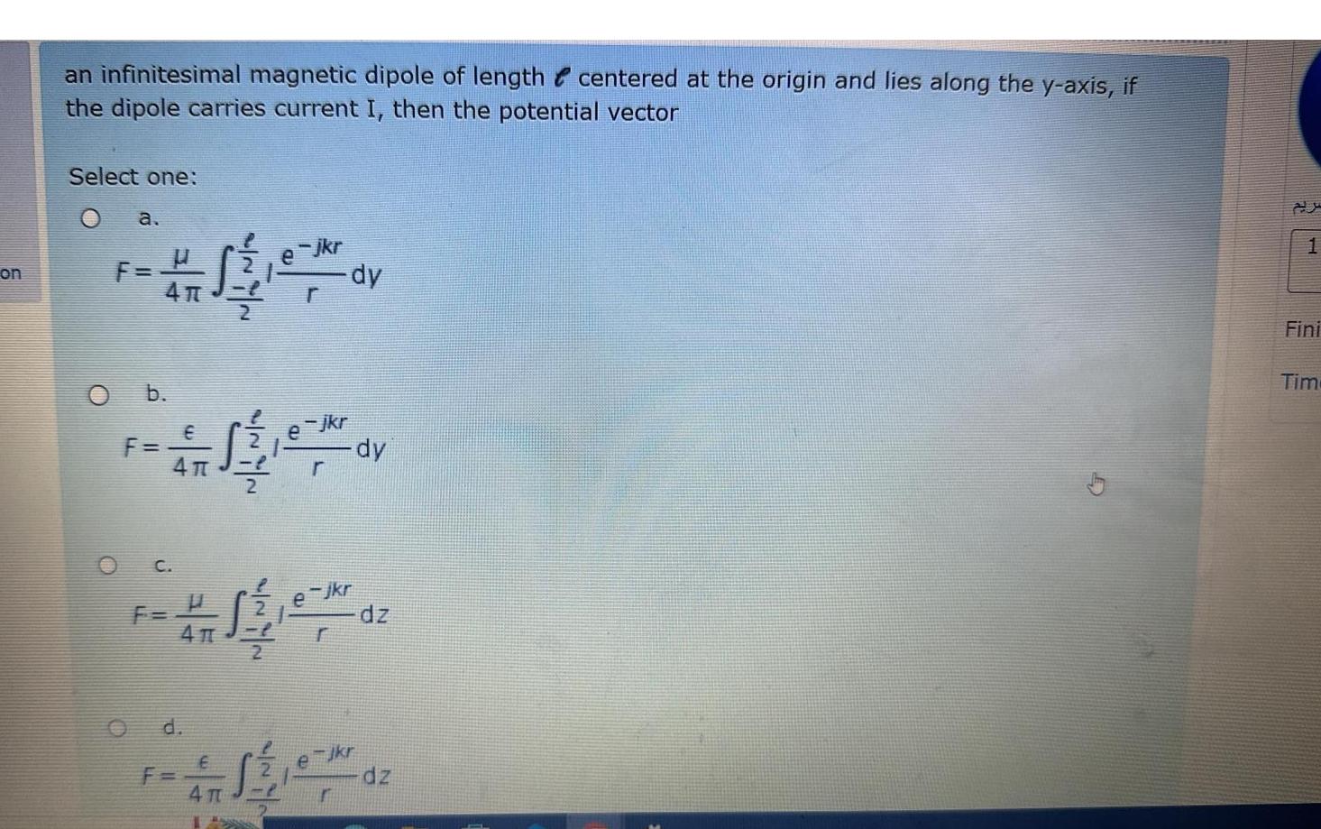 Solved an infinitesimal magnetic dipole of length l | Chegg.com