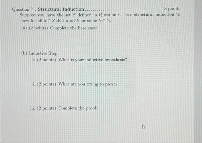 Question 7: Structural Induction. ...8 points Suppose | Chegg.com
