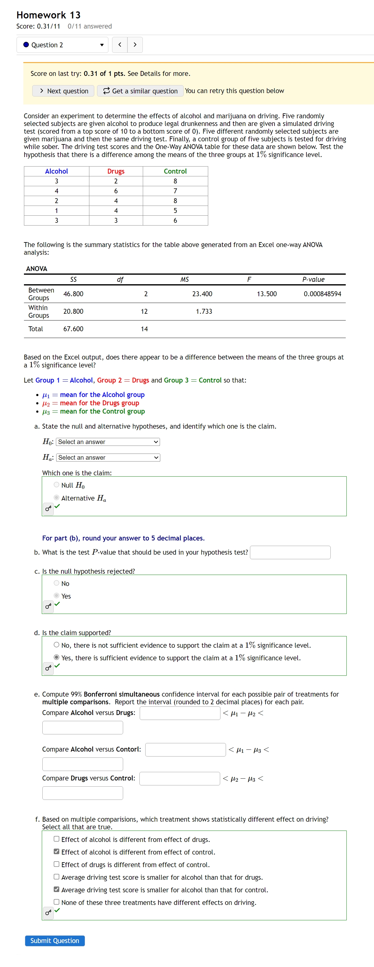 Solved Consider an experiment to determine the effects of | Chegg.com