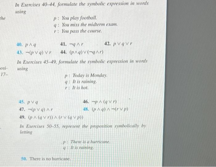 Solved In Exercises 40−44, Formulate The Symbolic Expression | Chegg.com