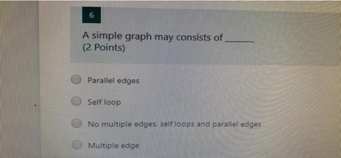 Solved 6 A simple graph may consists of (2 Points) Parallel | Chegg.com