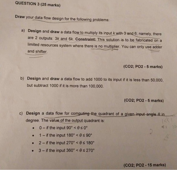 QUESTION 3 (25 marks) Draw your data flow design for the following problems: a) Design and draw a data flow to multiply its i