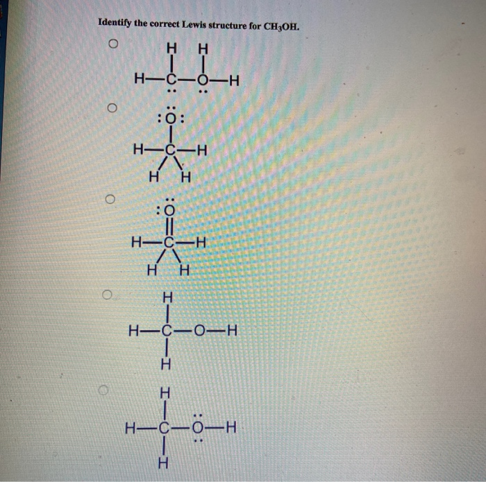 Which Is The Correct Lewis Structure For The Compound Ch3oh