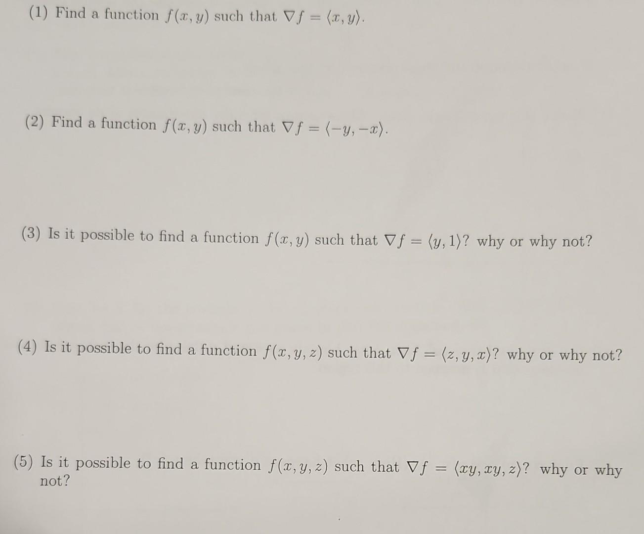 Solved 1 Find A Function F X Y Such That ∇f X Y 2