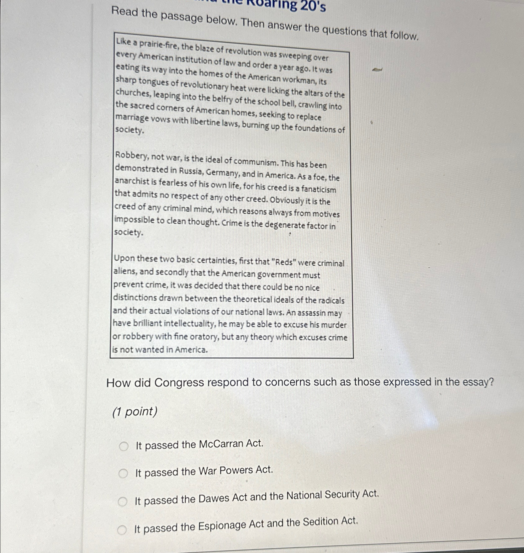 Solved Read the passage below. Then answer the questions | Chegg.com