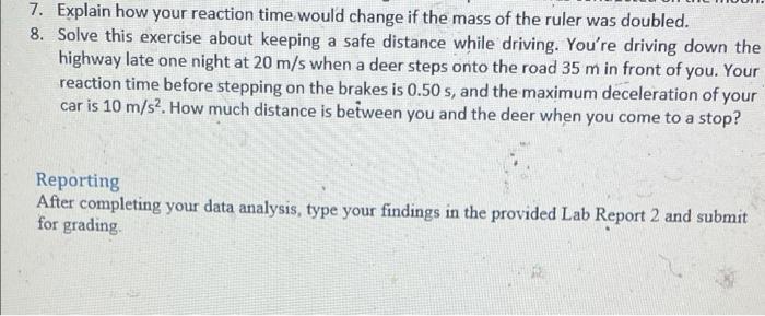 Lab 2: Free Fall – Measuring Reaction Time Purpose To | Chegg.com