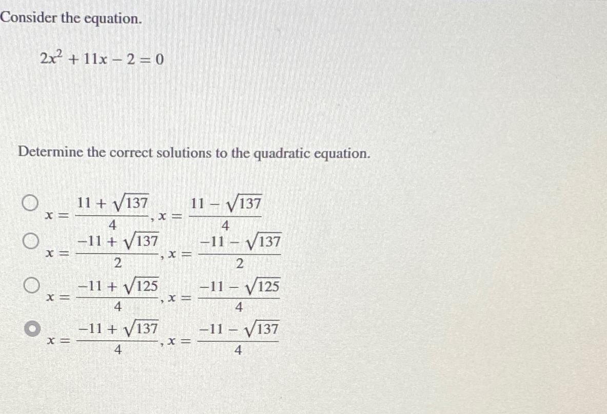 find the solutions of the quadratic equation 11x 2 6x 2 0