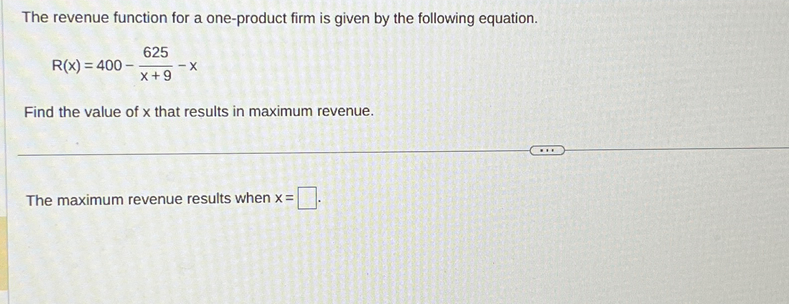 Solved The revenue function for a one-product firm is given | Chegg.com