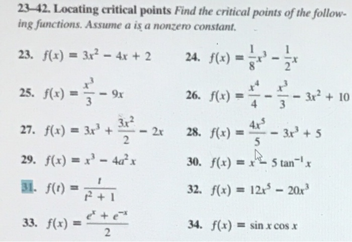 Solved 23-42. Locating critical points Find the critical | Chegg.com