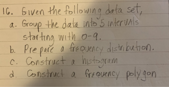 Solved 16. Given The Following Data Set, A. Group The Data | Chegg.com