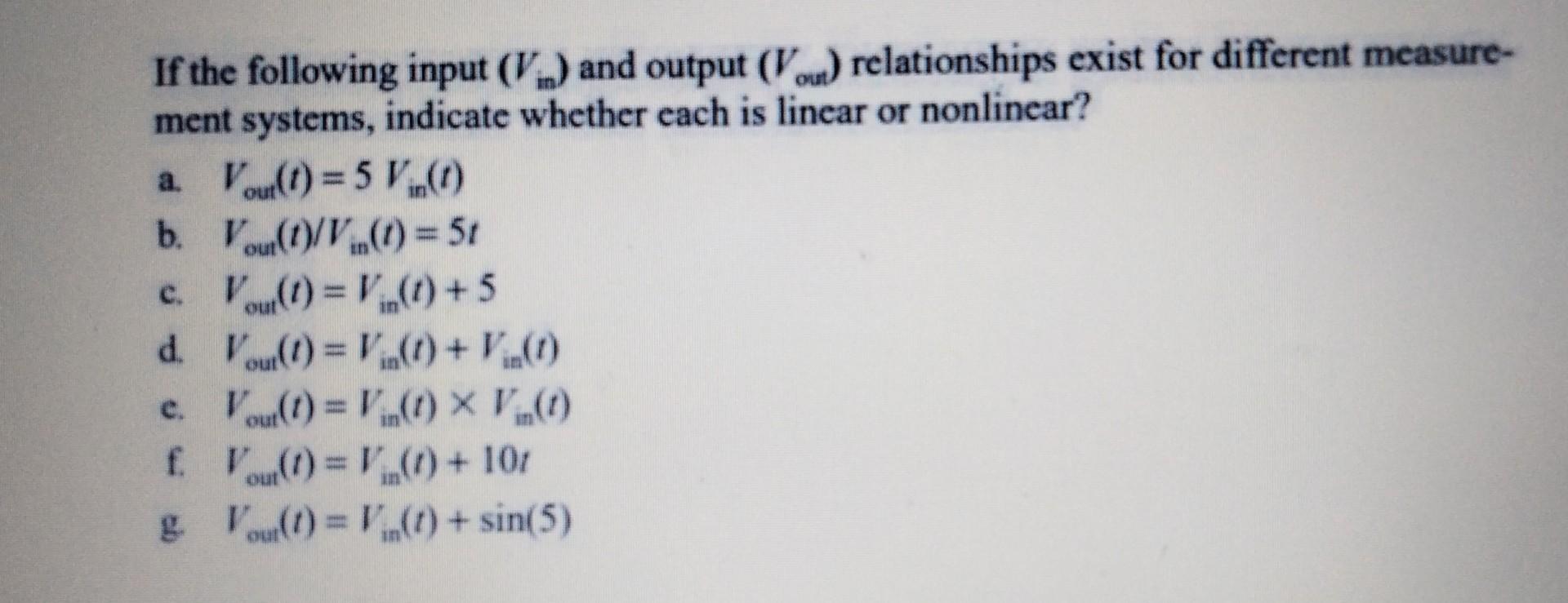 Solved If The Following Input (Vin ) And Output (Vout ) | Chegg.com