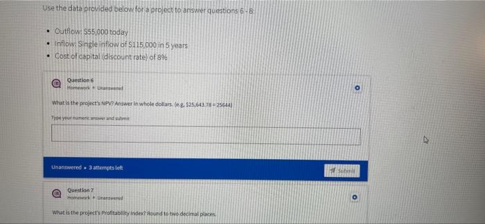 Solved Use the data provided below for a project to answer | Chegg.com