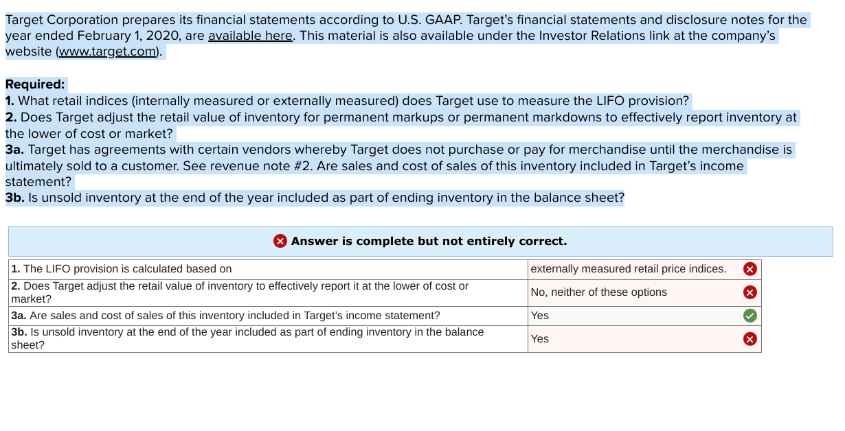 Solved Target Corporation prepares its financial statements | Chegg.com