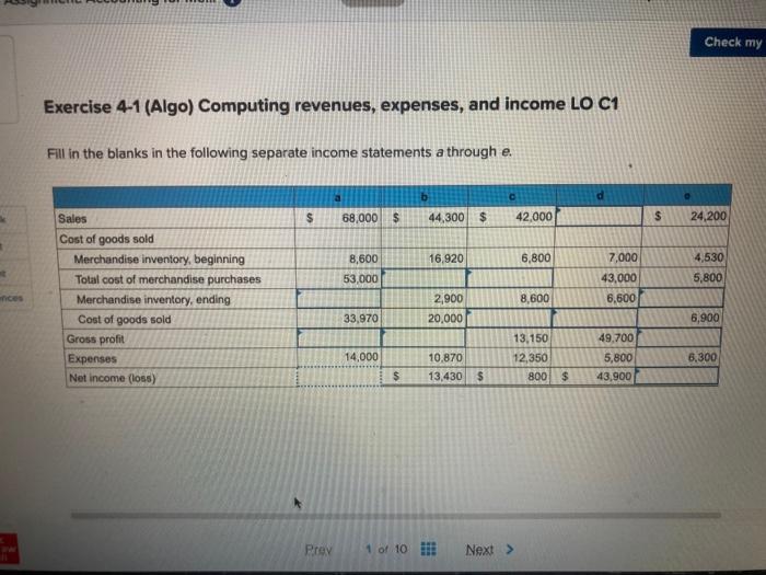 Solved T Ences Exercise 4-1 (Algo) Computing Revenues, | Chegg.com