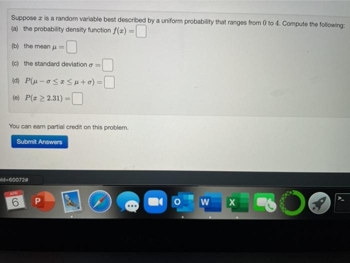 Solved Suppose x is a random variable best described by a | Chegg.com