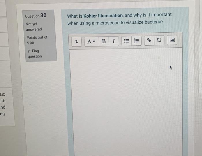 Solved Question 30 What is Kohler Illumination, and why is