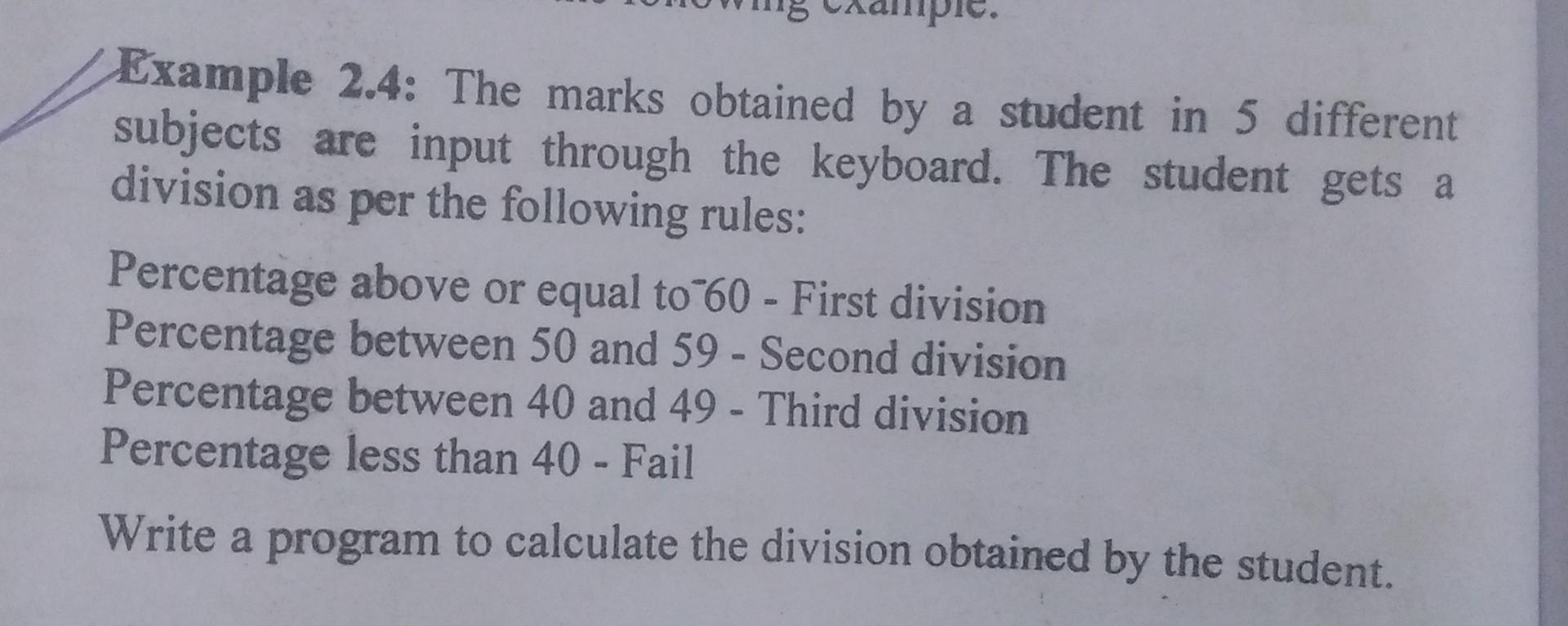 Solved Example 2.4 The marks obtained by a student in 5