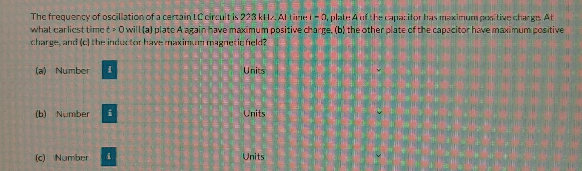 Solved The frequency of oscillation of a certain LC ﻿circuit | Chegg.com