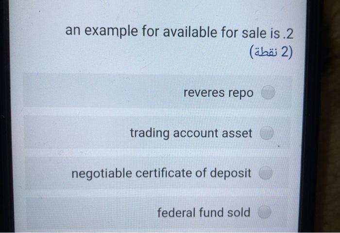 Solved an example for available for sale is 2 an example | Chegg.com