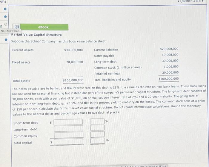Solved Market Value Capital Structure Suppose the Schoof