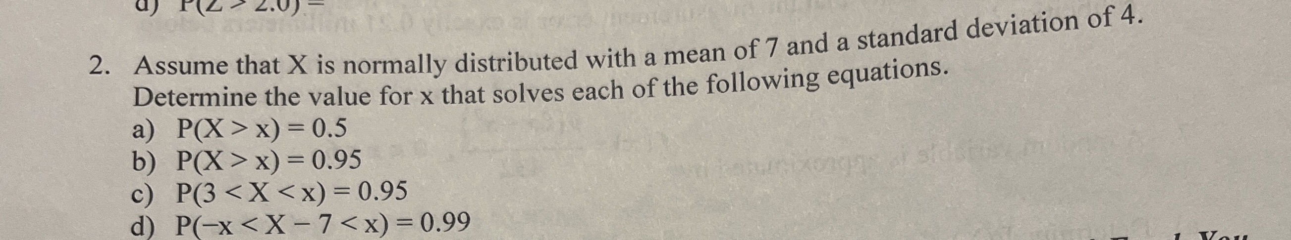 Solved Assume that x ﻿is normally distributed with a mean of | Chegg.com