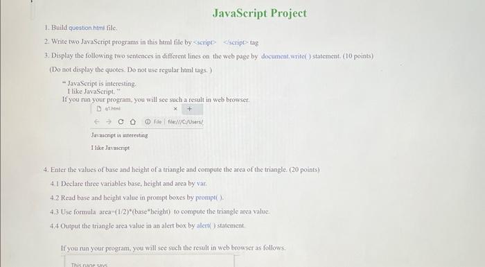 Solved 2. Write two JavaScript programs in this html file by | Chegg.com