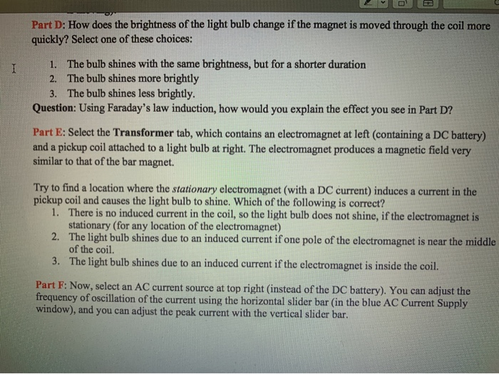 Solved Part D How does the brightness of the light bulb
