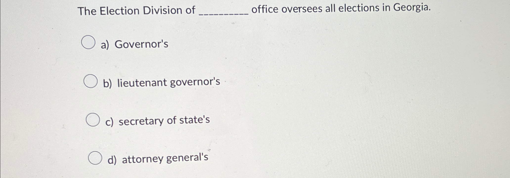 Solved The Election Division Of Office Oversees All | Chegg.com